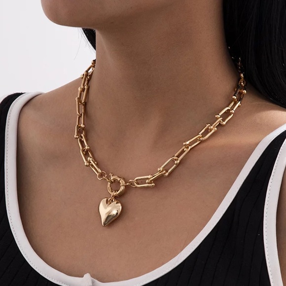 NEW 18K GOLD HOP LOVE HEART CHOKER NECKLACE - Picture 2 of 5